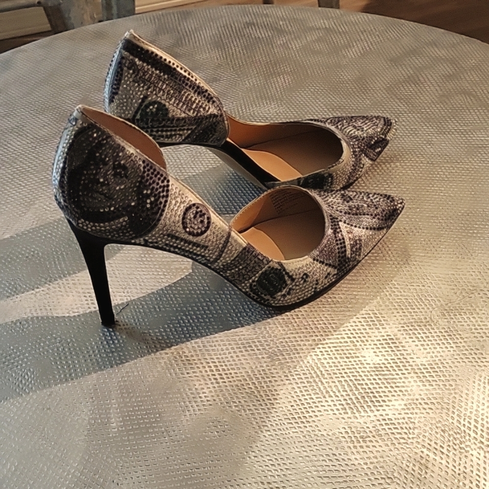 INC International Concepts Kenjay Money Print Stiletto Shoes 9.5